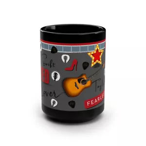 Tazza da caffè Swift, grande 15 oz tazza Taylor nera, tazza latte, ORIGINALE, Swiftie - Foto 1 di 10