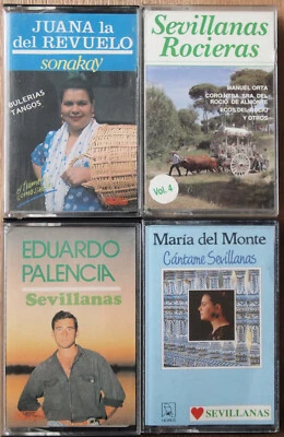 4x SPANISH MUSIC SEVILLANAS CASSETTE TAPES LOT JUANA LA DEL REVUELO SEVILLE FOLK - Image 1 of 3