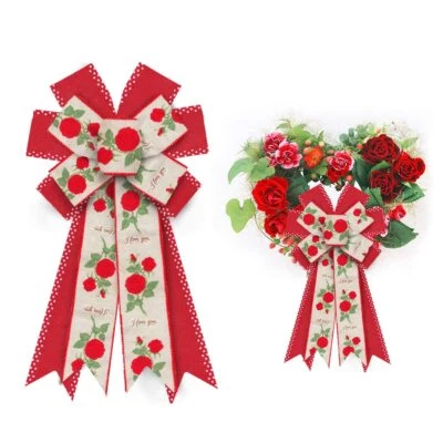 Arcos grandes de San Valentín para guirnalda arpillera roja arcos de cinta 4 piezas Foto 1 de 4