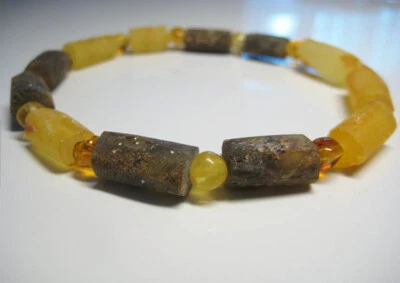 原始正品琥珀男式时尚波罗的海琥珀手链 8 英寸!!! — 第 1/4 张图片