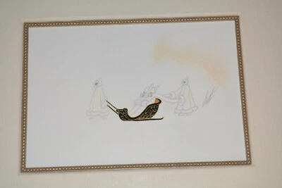 PINTURA ORIGINAL PUBLICADA ERTE GOUACHE EL TRINEO ENMARCADO CON CERTIFICADO DE AUTENTICIDAD Foto 1 de 4