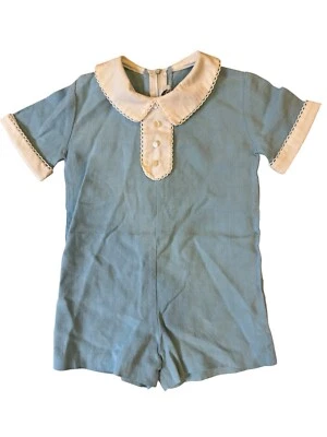 Mameluco vintage Heirloom Little One de Johnston azul con cuello para niños talla 3T Foto 1 de 3