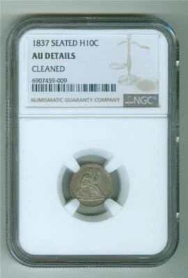 U.S. 1837 SEATED LIBERTY HALF DIME NGC AU DETAILS CLEANED - Image 1 of 2