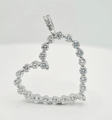 1.50 Carat Lab Grown Diamond Heart Pendant 14K Gold with Chain - Image 1 of 4