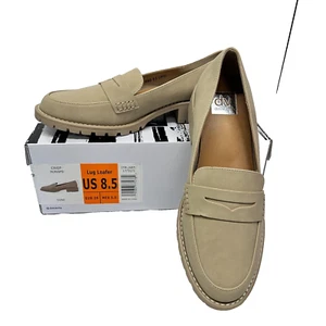 dv by Dolce Vita “Crisp” Classic Penny Loafer/Lug Sole Block Heel 8.5 Dune NEW - Picture 1 of 13