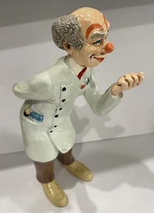 Scultura Ceramica Vintage 1985 Judi 1985 Clown Dottore Figura Grande Dentista 11,5""H Sgn - Foto 1 di 10
