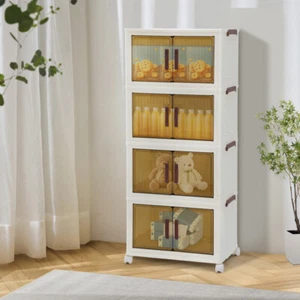 Aufbewahrungsbox mit Deckel Groß Aufbewahrung mit Türen & Rädern Transparent - Bild 1 von 5