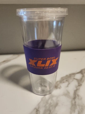 Super Bowl LVII 57 Arizona Tumbler Cup 18 oz Purple Orange Chiefs vs Eagles Lid Cover