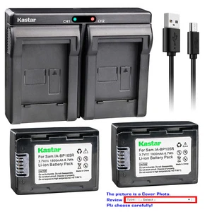 Kastar Battery Dual Charger for Samsung IA-BP105R Samsung HMX-H303RN HMX-H303UN - Picture 1 of 11