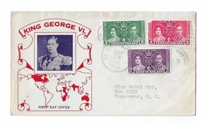 Neufundland 1937 Krönung 3er Set FDC mit besserem Schleifsiegel. - Bild 1 von 1