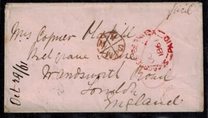 Bermuda Redfield Cover 1861 w/ PM 5 St. George's in Red & London Receiver - Picture 1 of 7