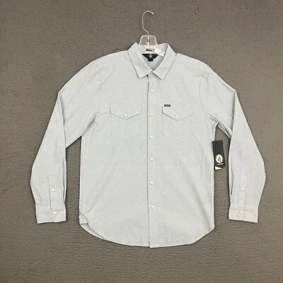 Volcom Shirt Mens Medium Light Blue Pearl Snap Western Rodeo Skater Casual Dad - Image 1 of 4