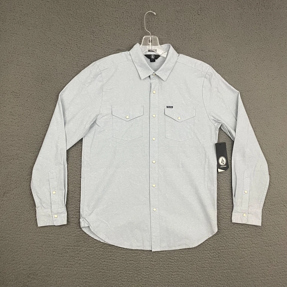 Volcom Shirt Mens Medium Light Blue Pearl Snap Western Rodeo Skater Casual Dad - Image 1 of 4