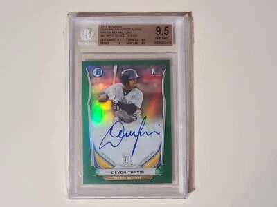 Bowman 2014 cromo verde refractor Devon Travis RC (BGS 9,5 gema como nuevo) automático 10 Foto 1 de 3