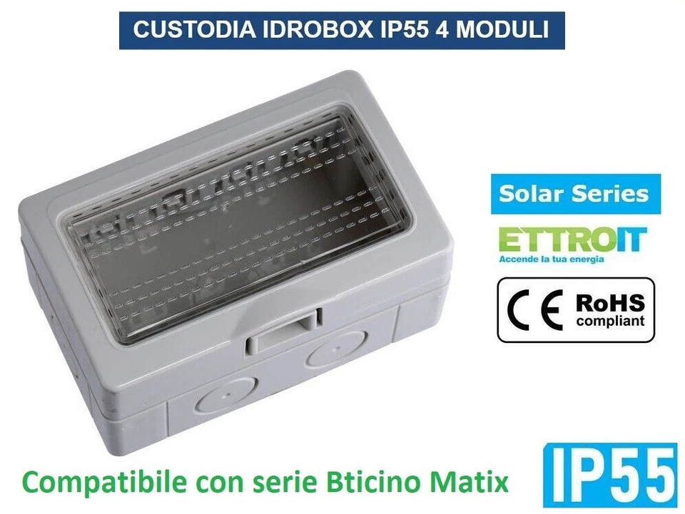 ETTROIT CUSTODIA CONTENITORE DA PARETE IDROBOX 4 MODULI IP55 COMPATIBILE BTICINO MATIX