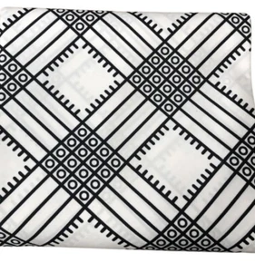 African Wax Print Ankara Fabric 6 Yards dress White/Black Poly Cotton New Dsn! - Picture 1 of 7