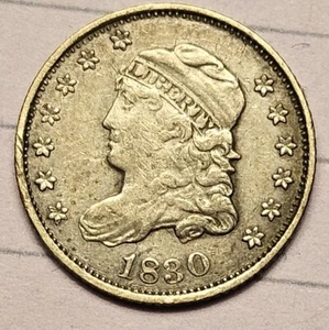 1830 Capped Bust Half Dime 5c in F Details Condition - Picture 1 of 4