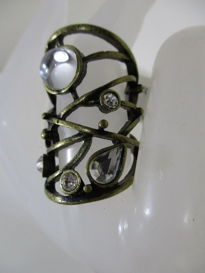 Nordstrom Women's Antique Brass Mirror Stone Large Ring 32 Sz 6