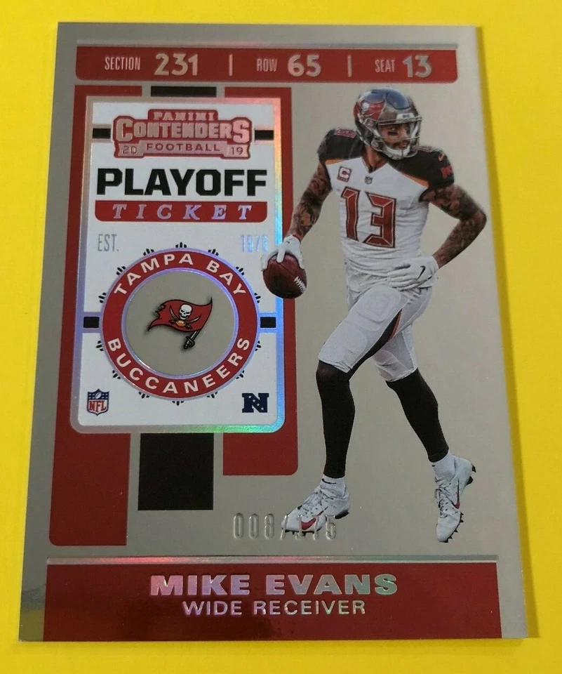 2019 Contenders Playoff Ticket MIKE EVANS #008/175 Made Buccaneers Bucs #82 - Image 1 of 1