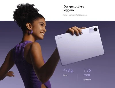 Redmi Pad SE Xiaomi 4GB RAM 128GB - Android Tablet 8000mAh - VALENDER - VIOLA - Immagine 1 di 4