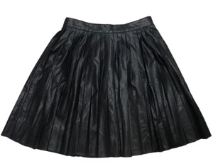 Forever 21 Faux Leather Skirt S Black Mini Pleated Preppy Office Academia Grunge - Picture 1 of 6