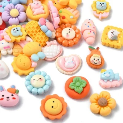 100x Cabujones de resina con flores de conejo para decoración de estuche de teléfono artesanías hágalo usted mismo Foto 1 de 4