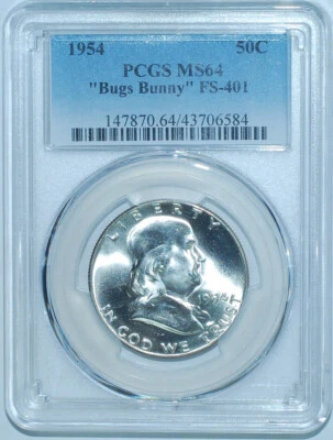 1954 PCGS MS64 FS-401 Bugs Bunny Clash Franklin Half Dollar - Image 1 of 3