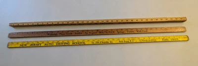 A Set Of 3 Collectible Vintage Wooden Yard Sticks - Image 1 of 4