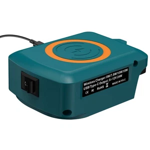15W Wireless Charger Adapter With USB Port & TYPE C Port For Makita 18v Battery - Picture 1 of 16