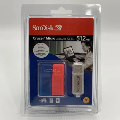 SanDisk Cruzer Micro 512MB USB Flash Drive with Skins SDCZ4-512-A10 New Sealed - Image 1 of 4