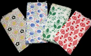 LOTE de 4 De Colección Saco de Alimentación Tela Completamente Abierto MOD Flores Geométricas Varios Colores - Imagen 1 de 22