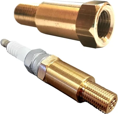 PROLUNGA CANDELA PASSO LUNGO M12X1,25 IN OTTONE AUTO E MOTO PER MOTORI FIRE - Immagine 1 di 3