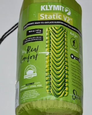 Colchón de aire aislado Klymit estático V2 almohadilla para dormir ligera Foto 1 de 4
