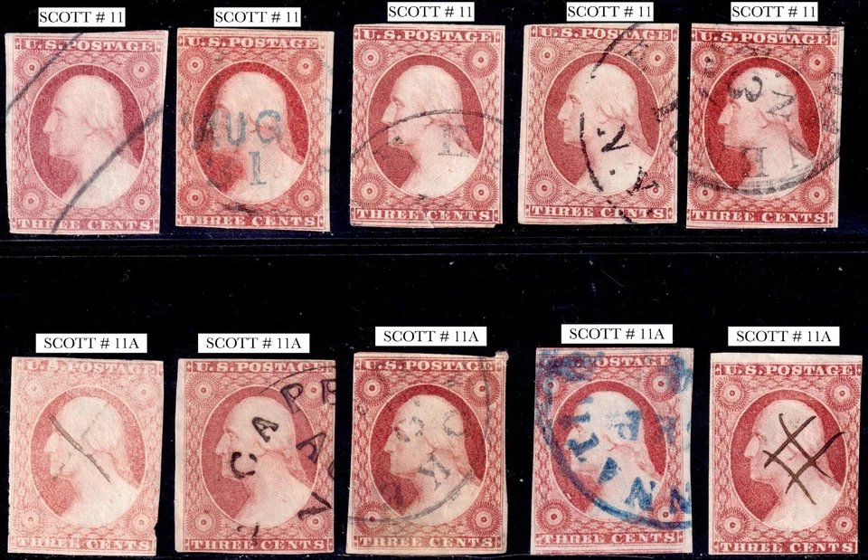 5-SCOTT #11 and 5-SCOTT #11A  3c  WASHINGTON, DIFFERENT SHADES: LOT 101 - Image 1 of 1