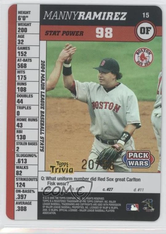2005 Topps Pack Wars Foil /56 Manny Ramirez #15 - Image 1 of 2