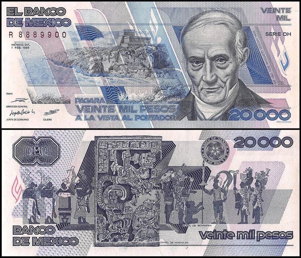 México 20000 Pesos, 1988, P-92a.3, Serie UNC DH Foto 1 de 1