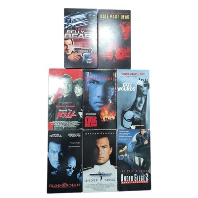Steven Seagal 7 VHS Lot Under Siege & 2 Exit Wounds Hard To Kill Fire Down Below Foto 1 de 4