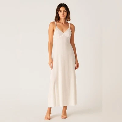 Vintage Lace Trimmed Slip Dress Lingerie Babydoll Nightie Y2K Off White Cream - Image 1 of 4