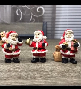 Vintage Lot of 3 Santa Claus Christmas Village Accessory Resin Mini Figurines - Picture 1 of 8