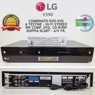 VIDEOREGISTRATORE COMBINATO DVD VHS LG V390 LETTORE CASSETTE VCR COMBO - Immagine 1 di 4