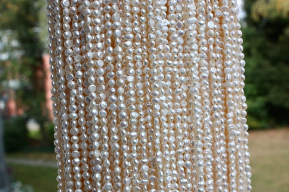 BR50 AA 5-6 mm Zuchtperlen Strang Süßwasser Perlen Schmuck Halsketten barock - Bild 1 von 1