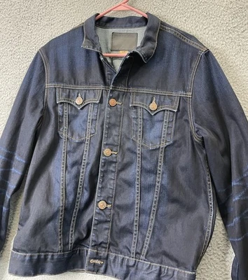 🔥 True Religion • Chaqueta Jean Denim Lavado Oscuro Envejecido Etiqueta Negra Para Hombre Talla L Foto 1 de 4