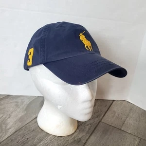 POLO Ralph Lauren Pony #3 Boys Baseball Hat Cap Sz 4-7 Navy Blue Yellow - Picture 1 of 7