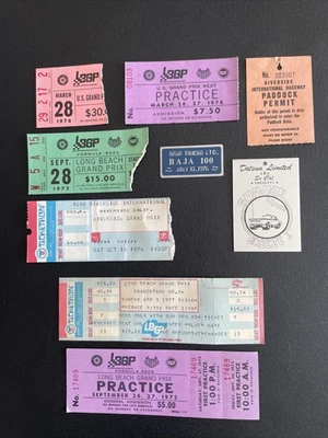 Lote De Colección De 9 Boletos Long Beach Grand Prix Fórmula Uno Riverside Años 70 Foto 1 de 4