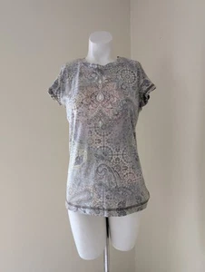 Vintage Fairy Core Baby Tee M Green & Cream Whimsigoth Celestial Yoga T-Shirt - Bild 1 von 12