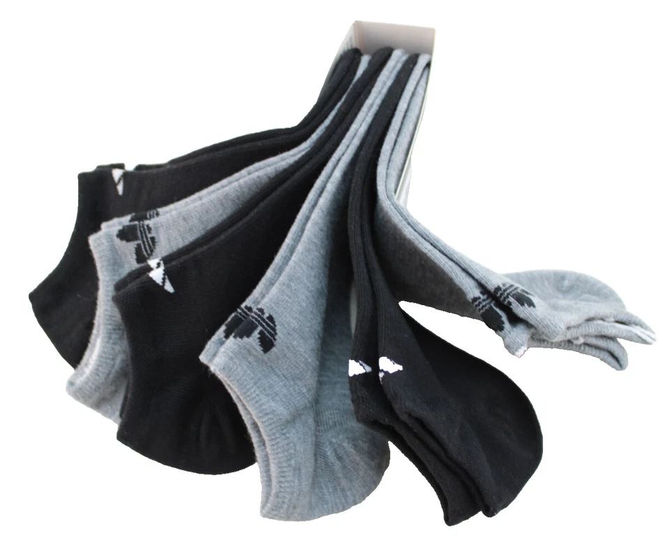 Women's adidas Superlite Athletic No Show Socks 6 Pairs Black / Gray