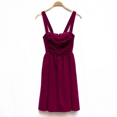Anthropology Paca Halter Dress Sz 6 Fuchsia Corduroy Removable Straps Coquette - Image 1 of 4
