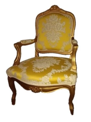 Sillones franceses de lujo estilo Luis XVI de madera dorada Foto 1 de 4