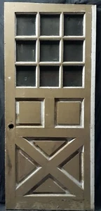 36"x81.5"x1.75" Antique Vintage SOLID Wood Wooden Entry Door Window Glass Panels - Picture 1 of 3