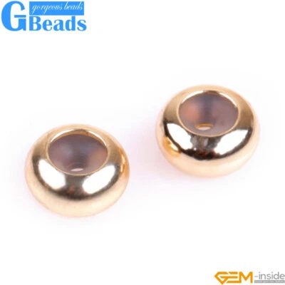 50pcs 14K Yellow Gold Filled Silica Spacer Stopper Rondelle Crimp Jewelry Making - Image 1 of 4